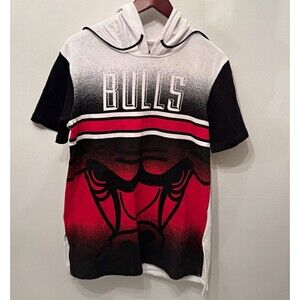 UNK NBA Chicago Bulls Short Sleeve Hoodie White Black Red Size S Licensed